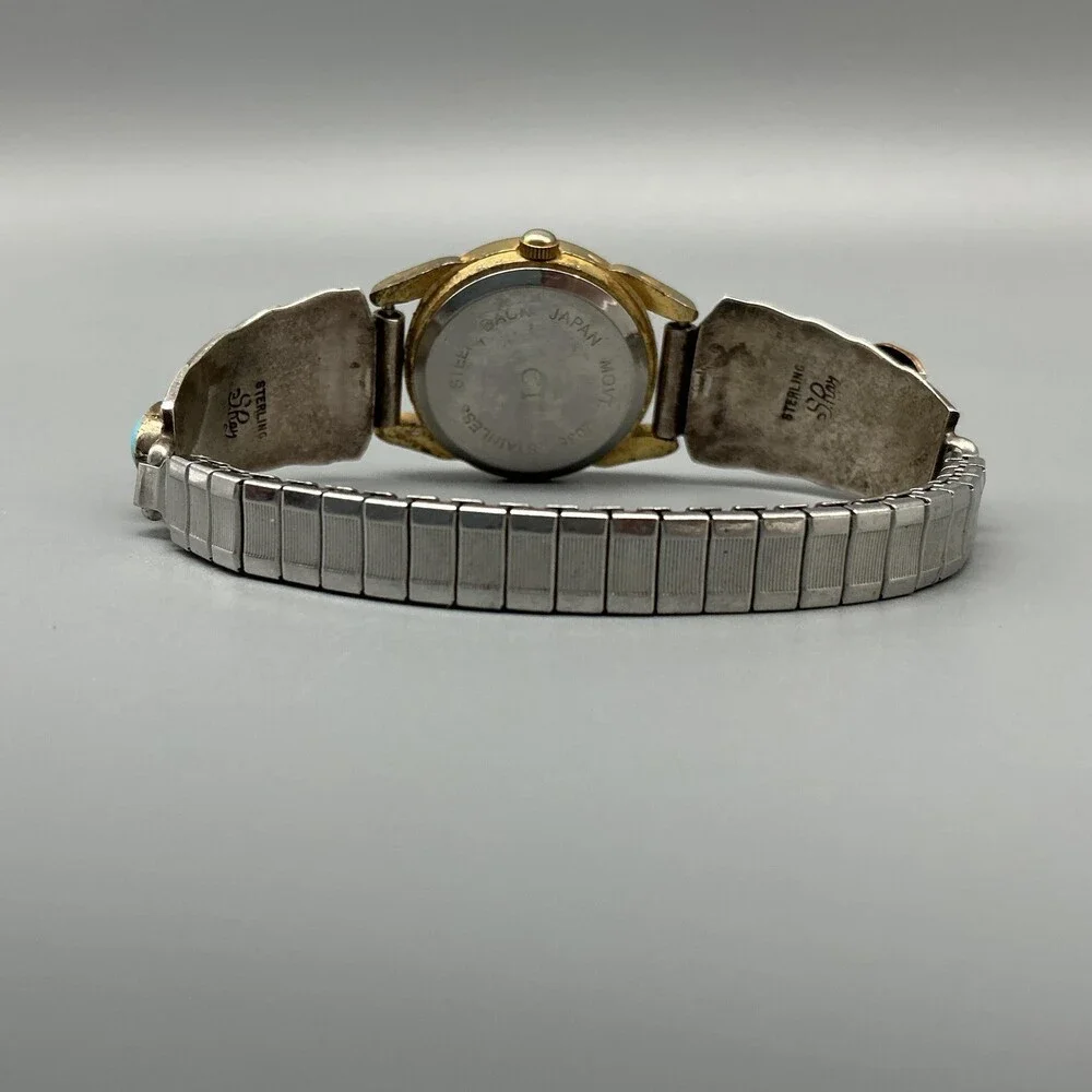 Vintage Skyway Trading Company Women Watch 24mm Sterling Turquoise Tips New Batt